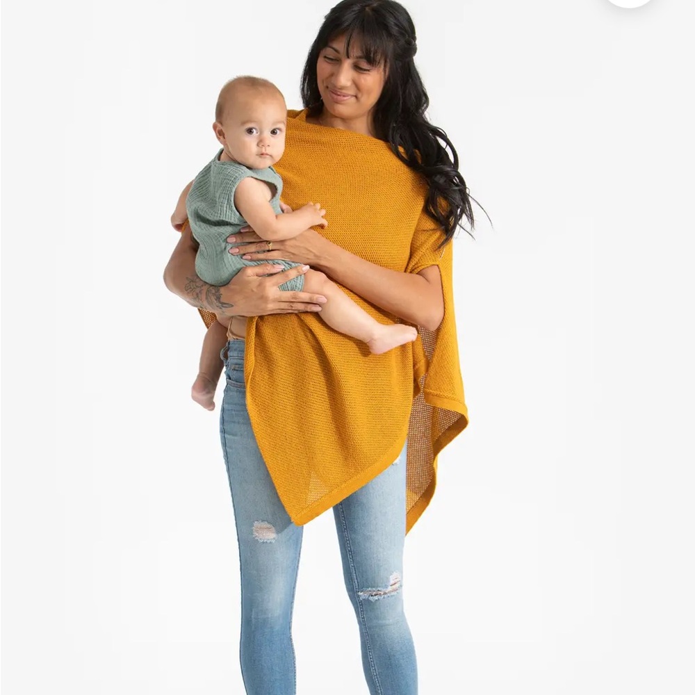 Mustard Knit Poncho Top Nursing Cover Cocoon - Women